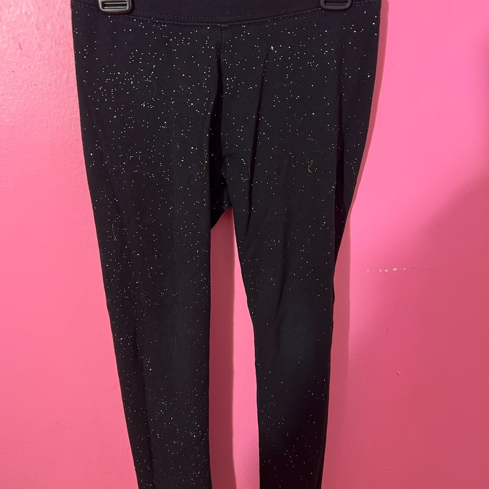 Black Sparkle Girls Leggings